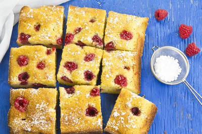 Raspberry and White Chocolate Blondies